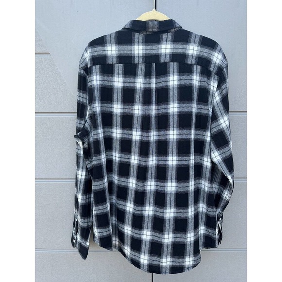 OLD NAVY Men's Slim Plaid Button Up BLACK Shirt Long Sleeve Light Flannel Sz XL - Picture 4 of 7
